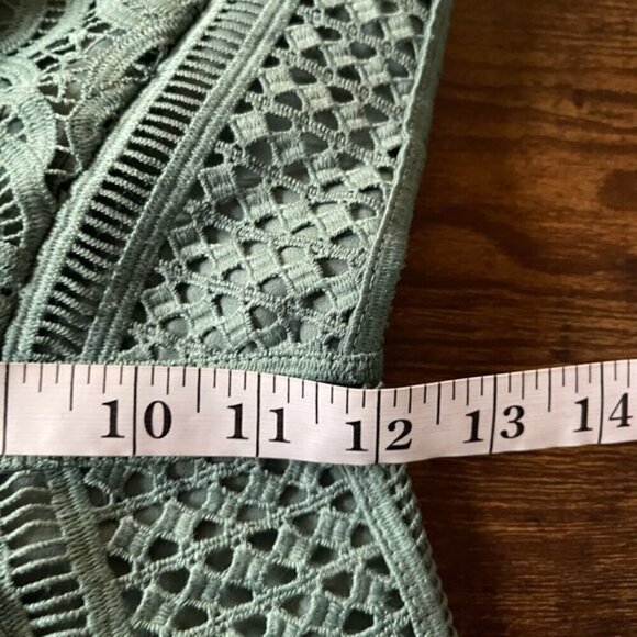 Reiss Herrera Cap Sleeve Lace Dress green fit and flare knee length ruffle 0 - Picture 14 of 16